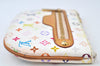 Auth Louis Vuitton Monogram Multicolor Pochette MM Coin Purse M60028 White K9797