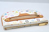 Auth Louis Vuitton Monogram Multicolor Pochette MM Coin Purse M60028 White K9797