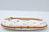 Auth Louis Vuitton Monogram Multicolor Pochette MM Coin Purse M60028 White K9797