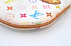Auth Louis Vuitton Monogram Multicolor Pochette MM Coin Purse M60028 White K9797