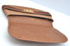 Authentic GUCCI Web Sherry Line Clutch Hand Bag Purse GG Leather Brown K9798