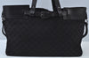 Authentic GUCCI Vintage Tote Bag GG Canvas Leather Black K9802
