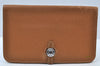 Authentic HERMES Dogon GM Leather Long Wallet Purse Brown K9806