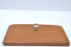 Authentic HERMES Dogon GM Leather Long Wallet Purse Brown K9806