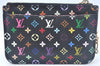 Authentic Louis Vuitton Monogram Multicolor Pochette Cles Black Coin Purse K9807