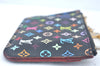 Authentic Louis Vuitton Monogram Multicolor Pochette Cles Black Coin Purse K9807