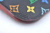 Authentic Louis Vuitton Monogram Multicolor Pochette Cles Black Coin Purse K9807