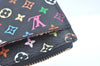 Authentic Louis Vuitton Monogram Multicolor Pochette Cles Black Coin Purse K9807