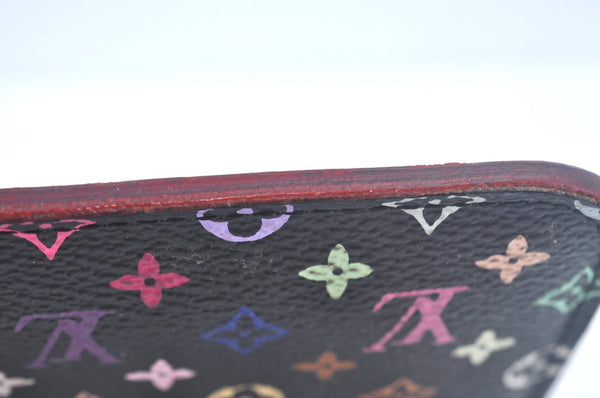 Authentic Louis Vuitton Monogram Multicolor Pochette Cles Black Coin Purse K9807