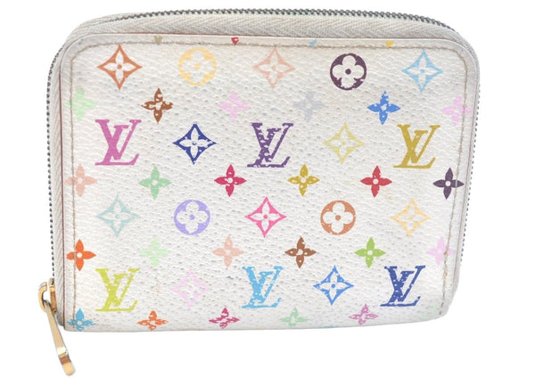 Authentic Louis Vuitton Monogram Multicolor Zippy Coin Purse M93741 White K9810