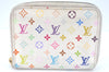 Authentic Louis Vuitton Monogram Multicolor Zippy Coin Purse M93741 White K9810