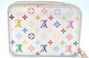 Authentic Louis Vuitton Monogram Multicolor Zippy Coin Purse M93741 White K9810