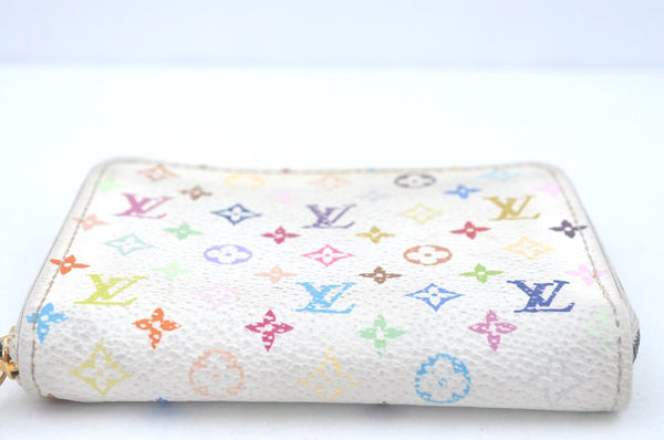 Authentic Louis Vuitton Monogram Multicolor Zippy Coin Purse M93741 White K9810