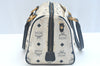 Authentic MCM Visetos Leather Vintage 2way Hand Boston Bag White K9813