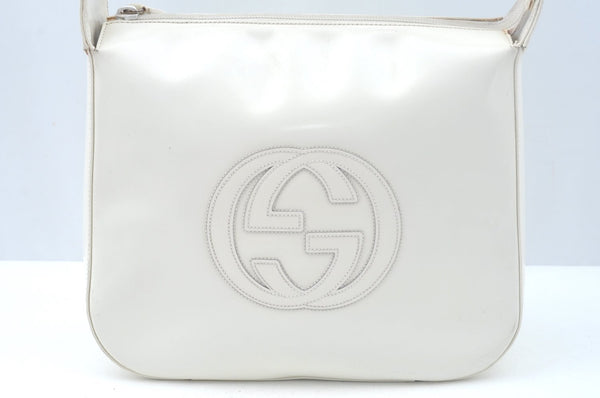 Authentic GUCCI Vintage Shoulder Bag Purse Leather White Junk K9815