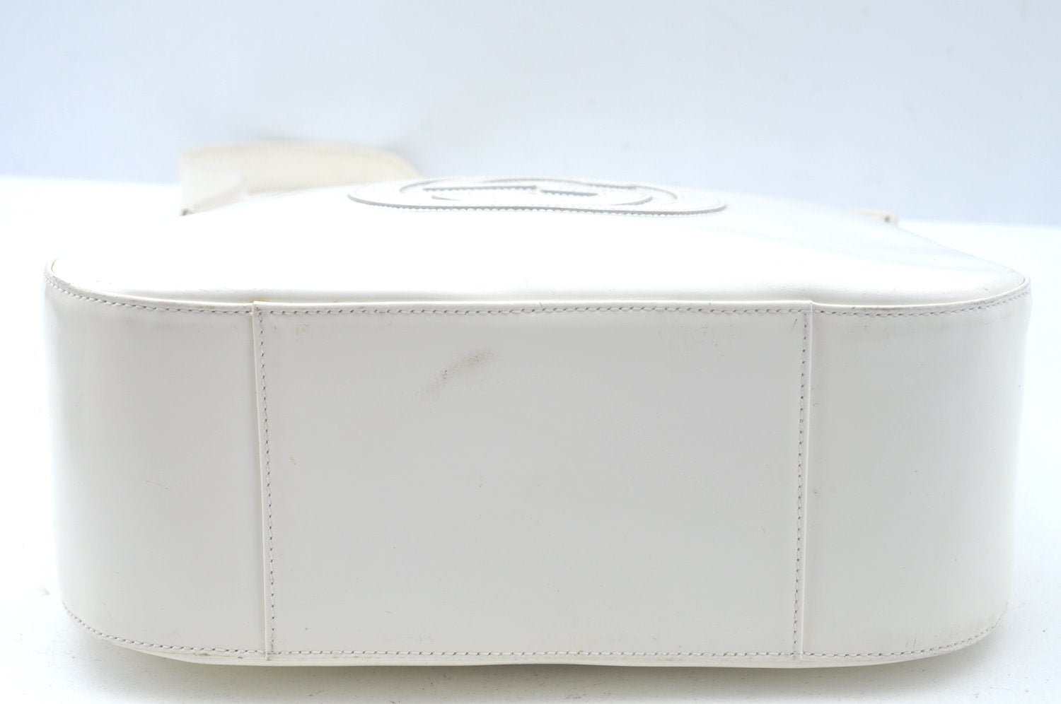 Authentic GUCCI Vintage Shoulder Bag Purse Leather White Junk K9815