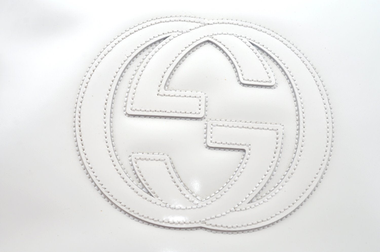 Authentic GUCCI Vintage Shoulder Bag Purse Leather White Junk K9815