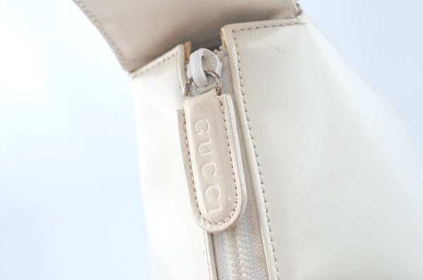 Authentic GUCCI Vintage Shoulder Bag Purse Leather White Junk K9815