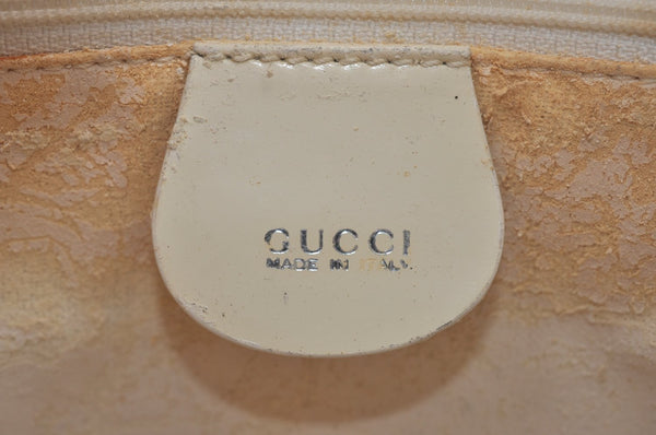 Authentic GUCCI Vintage Shoulder Bag Purse Leather White Junk K9815