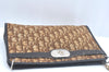 Authentic Christian Dior Trotter Clutch Bag Purse Canvas Leather Brown K9820