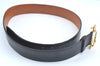 Authentic HERMES Leather Belt Size 102cm 40.2inches Black K9821