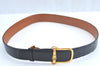 Authentic HERMES Leather Belt Size 102cm 40.2inches Black K9821