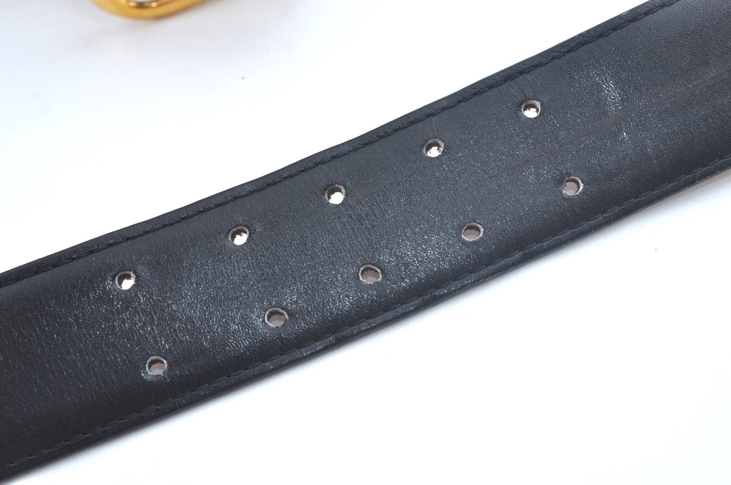 Authentic HERMES Leather Belt Size 102cm 40.2inches Black K9821