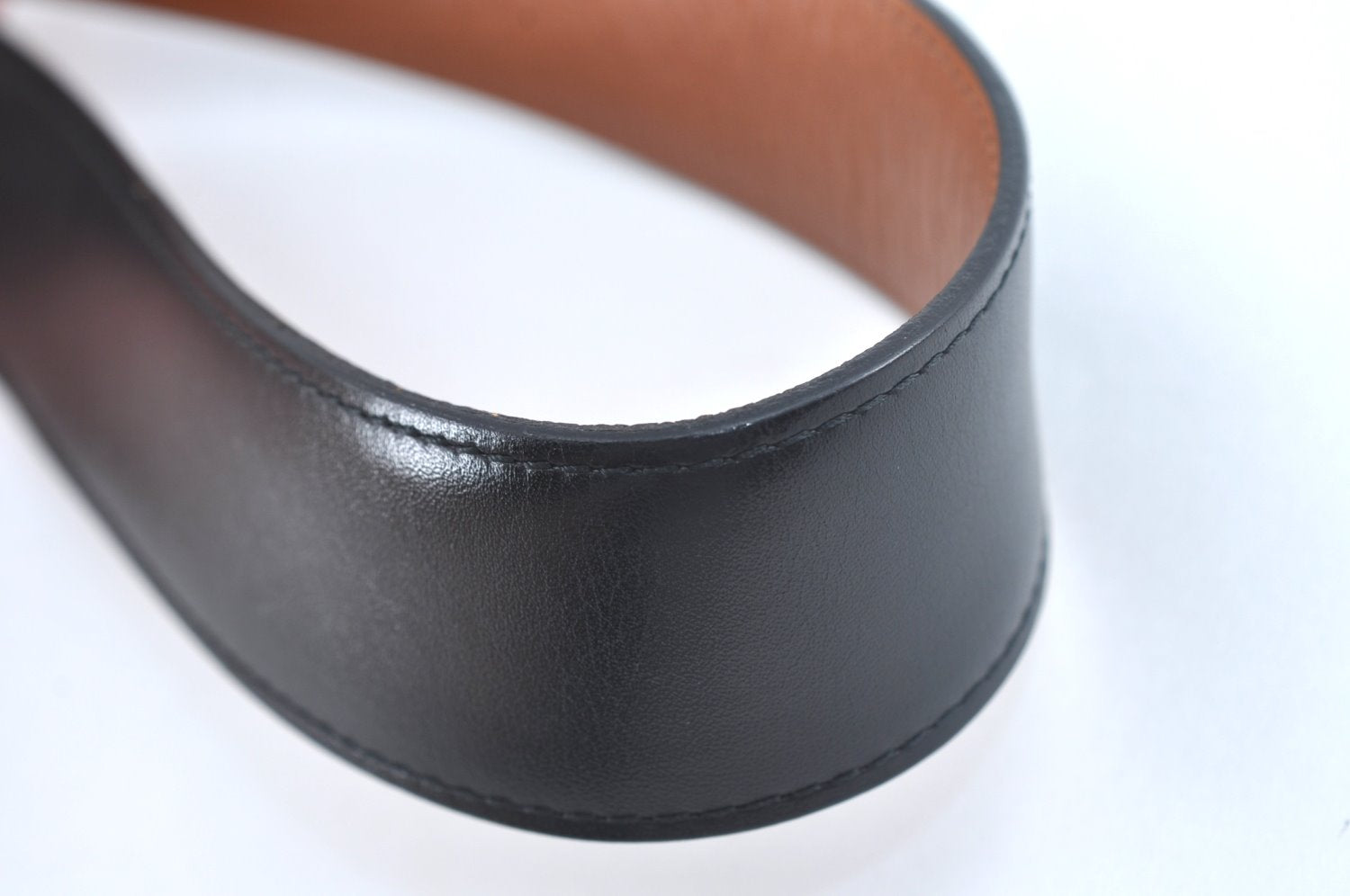 Authentic HERMES Leather Belt Size 102cm 40.2inches Black K9821