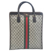 Authentic GUCCI Web Sherry Line Hand Bag GG PVC Leather Brown K9824