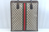 Authentic GUCCI Web Sherry Line Hand Bag GG PVC Leather Brown K9824