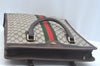 Authentic GUCCI Web Sherry Line Hand Bag GG PVC Leather Brown K9824