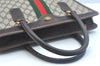Authentic GUCCI Web Sherry Line Hand Bag GG PVC Leather Brown K9824
