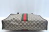 Authentic GUCCI Web Sherry Line Hand Bag GG PVC Leather Brown K9824