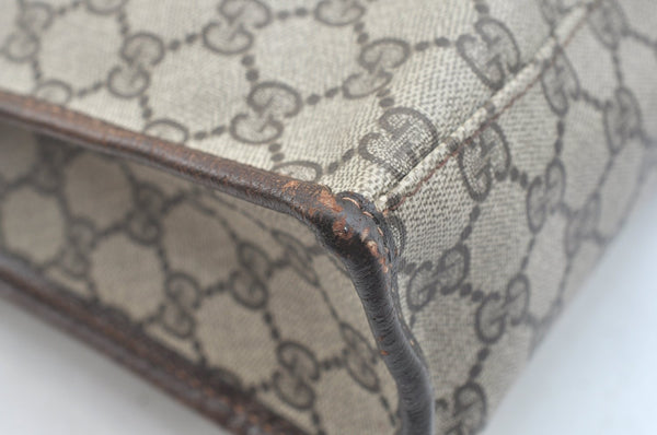 Authentic GUCCI Web Sherry Line Hand Bag GG PVC Leather Brown K9824