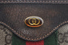 Authentic GUCCI Web Sherry Line Hand Bag GG PVC Leather Brown K9824