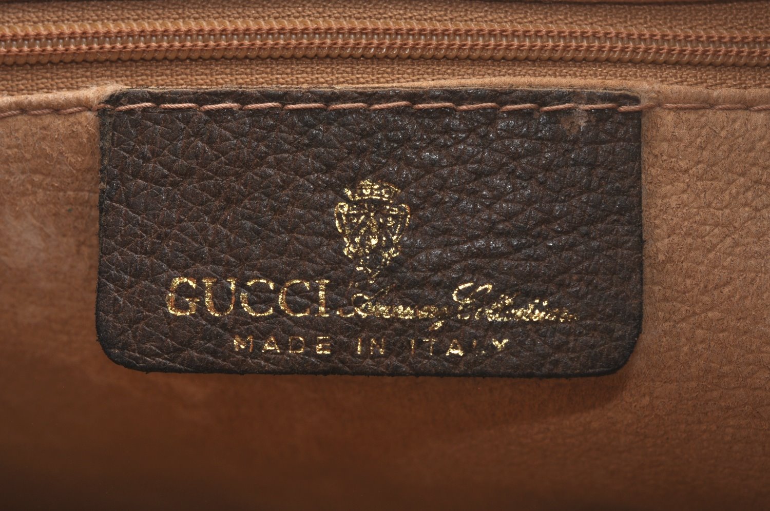 Authentic GUCCI Web Sherry Line Hand Bag GG PVC Leather Brown K9824