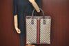Authentic GUCCI Web Sherry Line Hand Bag GG PVC Leather Brown K9824
