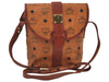 Authentic MCM Visetos Leather Vintage Shoulder Cross Body Bag Purse Brown K9825