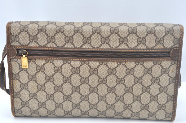 Authentic GUCCI Shoulder Cross Body Bag GG PVC Leather Brown K9827