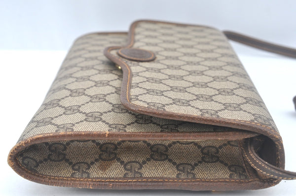 Authentic GUCCI Shoulder Cross Body Bag GG PVC Leather Brown K9827