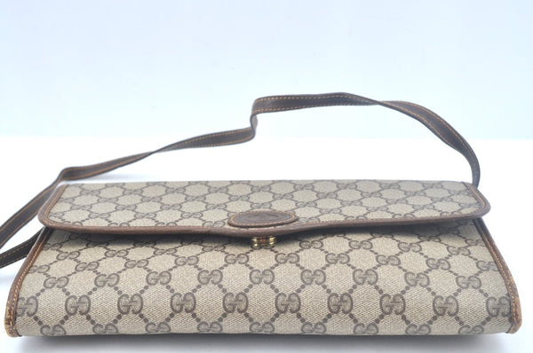 Authentic GUCCI Shoulder Cross Body Bag GG PVC Leather Brown K9827
