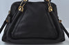 Authentic Chloe Paraty Medium 2Way Shoulder Hand Bag Purse Leather Black K9830