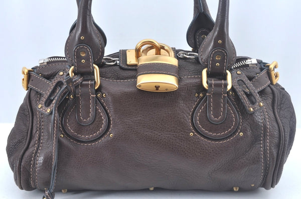 Authentic Chloe Paddington Leather Shoulder Hand Bag Purse Brown K9834