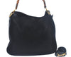 Authentic GUCCI Bamboo 2Way Shoulder Hand Bag Suede Leather Black Junk K9838