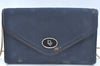 Auth Christian Dior Trotter Chain Shoulder Cross Bag Canvas Navy Blue Junk K9843