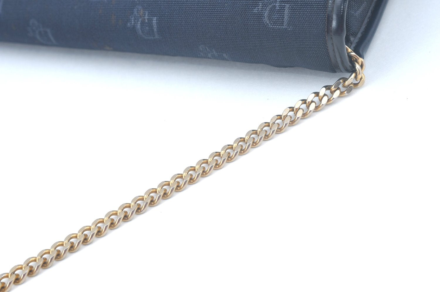 Auth Christian Dior Trotter Chain Shoulder Cross Bag Canvas Navy Blue Junk K9843