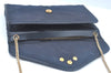 Auth Christian Dior Trotter Chain Shoulder Cross Bag Canvas Navy Blue Junk K9843