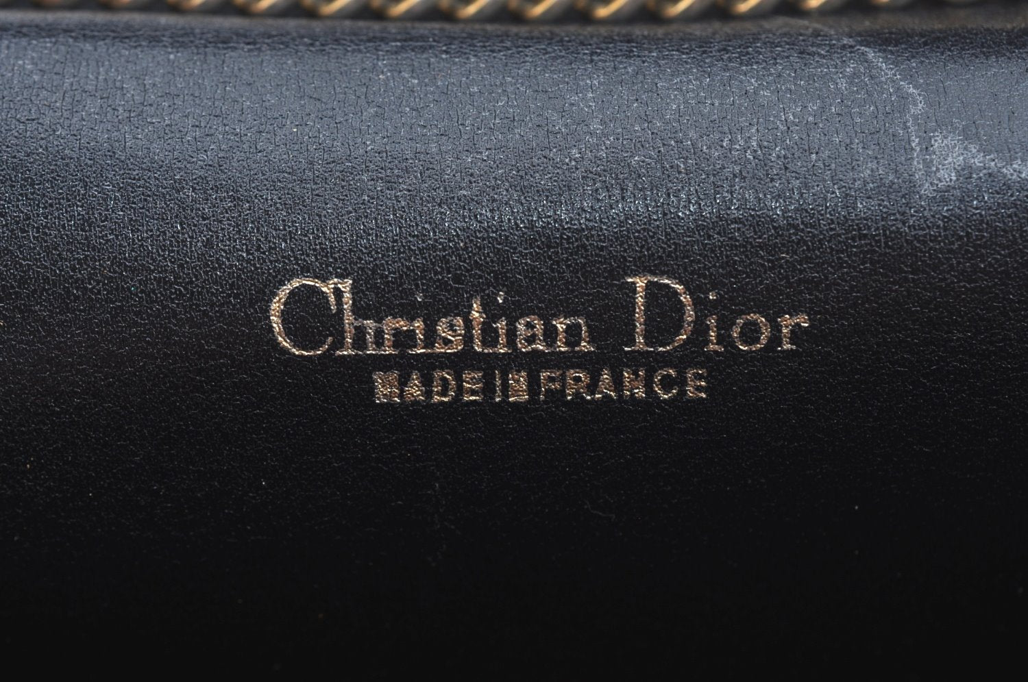 Auth Christian Dior Trotter Chain Shoulder Cross Bag Canvas Navy Blue Junk K9843