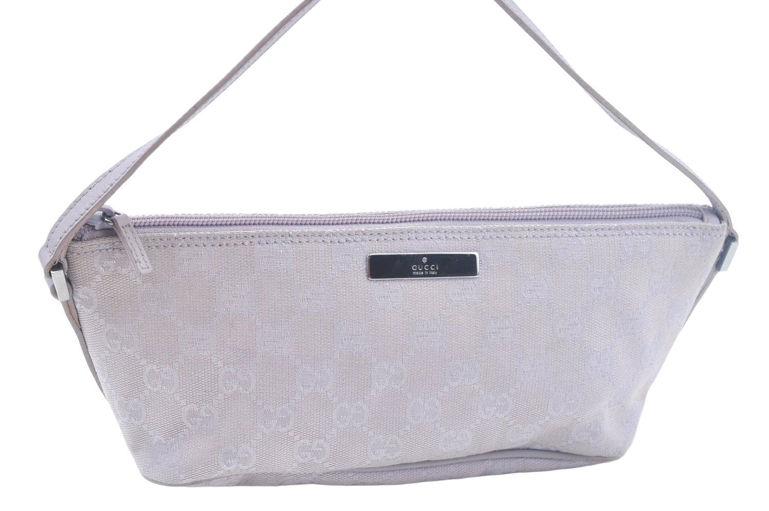 Authentic GUCCI Hand Bag Pouch Purse GG Canvas 07198 Leather Light Purple K9845