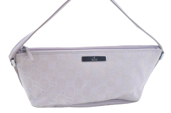 Authentic GUCCI Hand Bag Pouch Purse GG Canvas 07198 Leather Light Purple K9845
